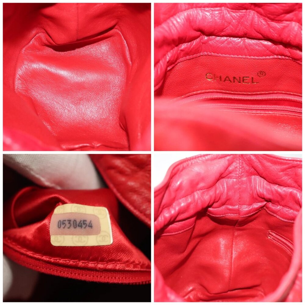 CHANEL Matelasse Chain Shoulder Bag Leather Red Gold CC Auth 142310 - Picture 15 of 16